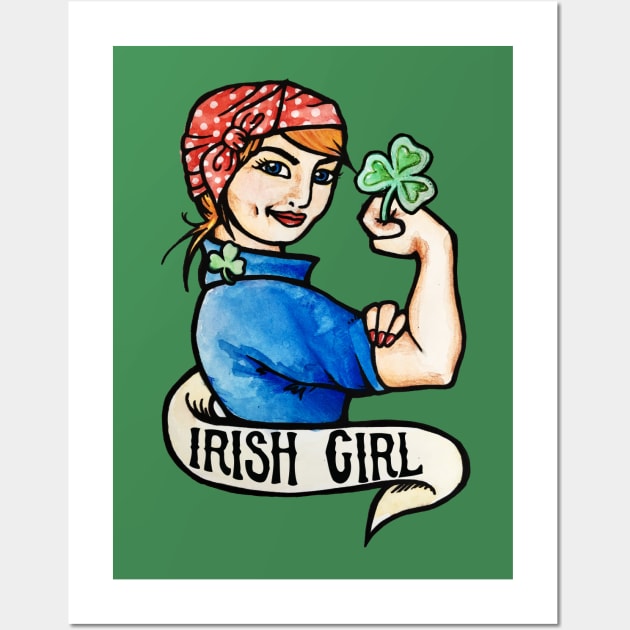 Irish Girl Redhead Rosie the Riveter Wall Art by bubbsnugg